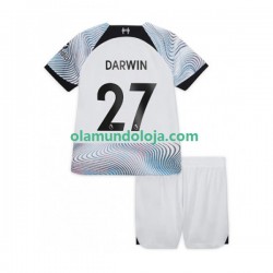 Camisola Liverpool Darwin Nunez 27 Criança Equipamento Segundo 2022-2023 Manga Curta